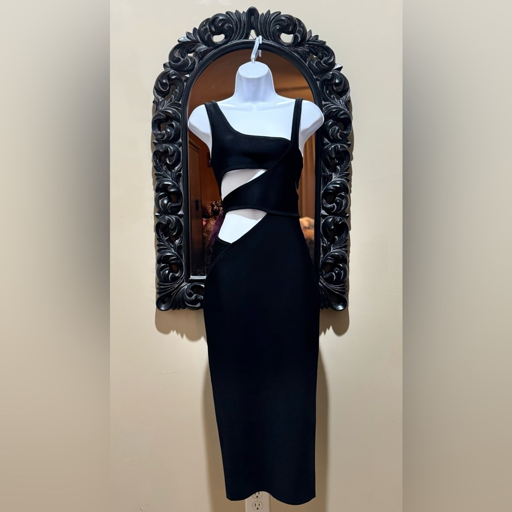 House of CB London Miya Black Bandage Cut Out Dress - Size: S - NWOT